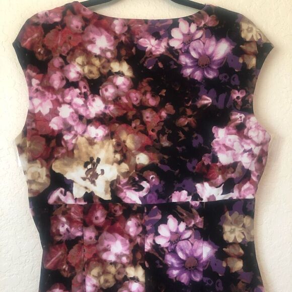 Lauren Ralph Lauren V Neck Empire Waist Floral Sheath Dress Career, Wedding Gues - Picture 8 of 16